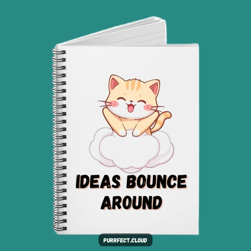 Funny Kawaii Cat Cloud Notebook: Jot Down Ideas with Bouncing Feline, Ideal Funny Gift