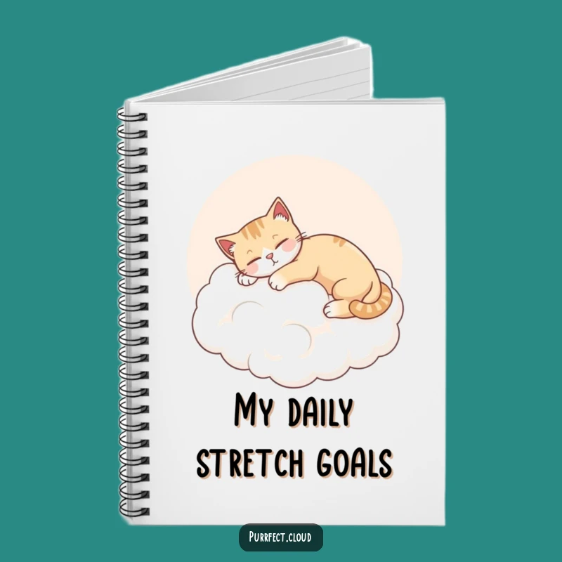 Funny Cat Cloud Notebook: Contented Stretch Journal, Relaxed Diary Gift
