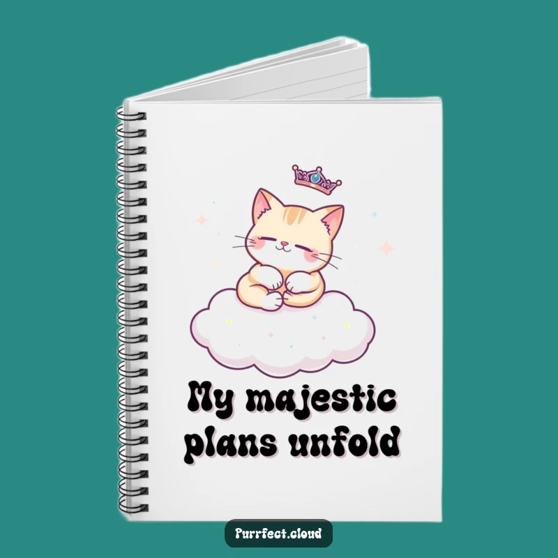 Funny Regal Cat Notebook - Sparkly Cloud Journal