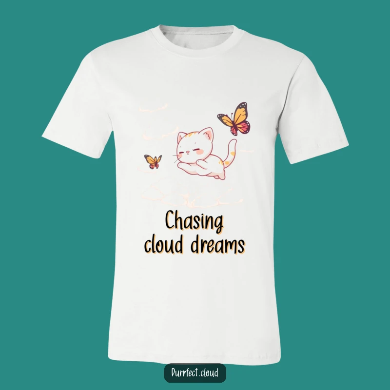 Funny Cat Butterfly Clouds T-Shirt: Wear Your Whimsical Dreams with Style