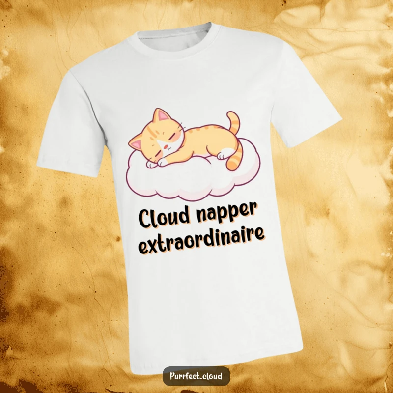 Funny cat stretching on a soft cloud, comfortable and funny t-shirt, great funny gift for chill vibes.