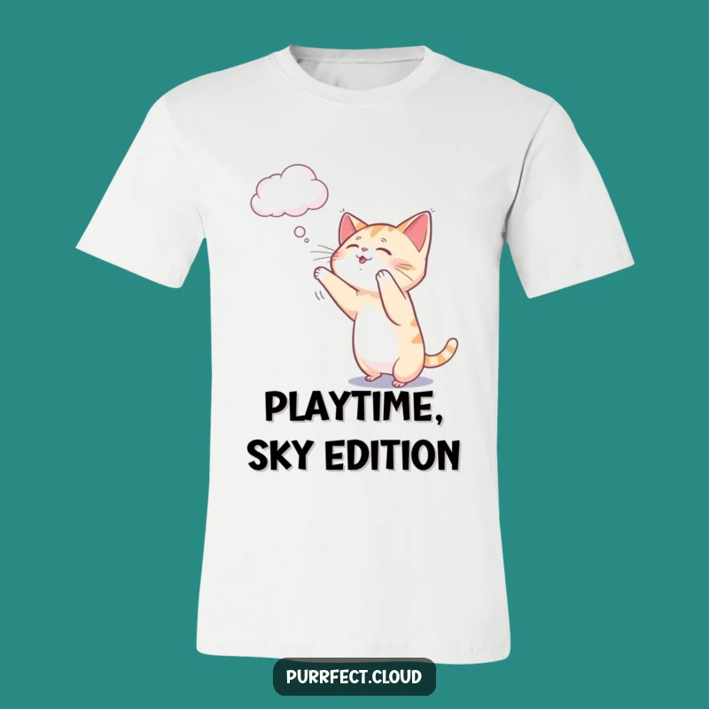 Funny Cat Cloud Play T-Shirt - Whimsical Feline Fun & Cute Gift