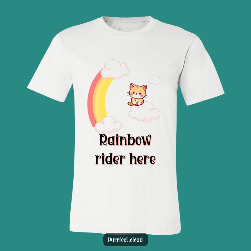 Funny Cat Rainbow Slide T-Shirt: Ride the Colors in Style