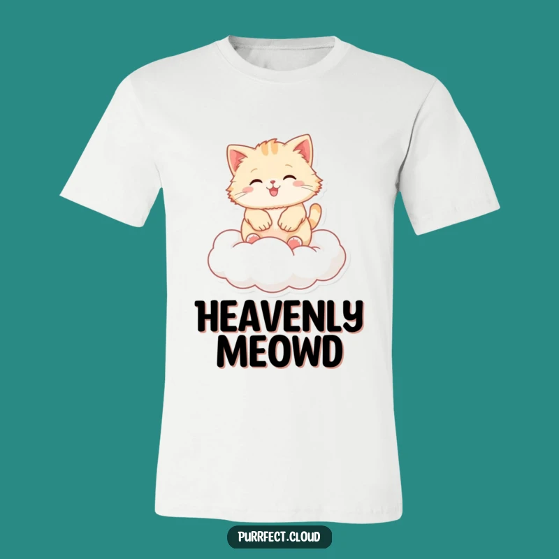 Funny Fluffy Cloud Cat Bouncing T-Shirt, Whimsical Joyful Shirt for Cat Fans