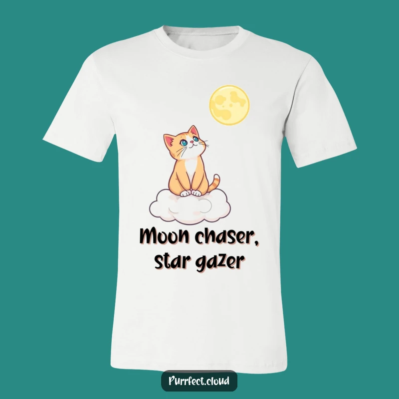 Funny Moonlit Cat T-Shirt: Celestial Dreams In Feline Style