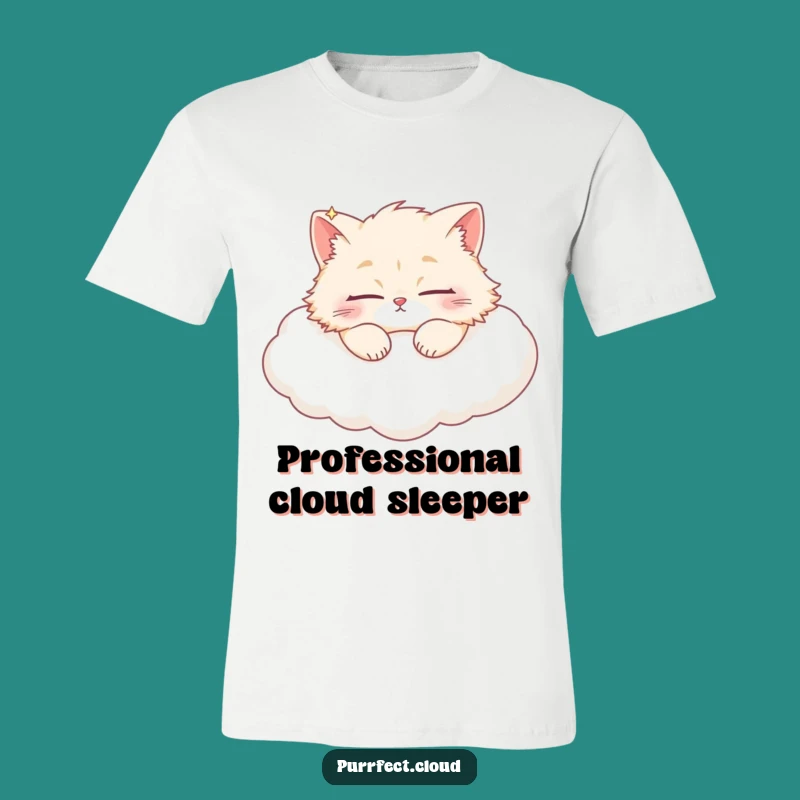 Funny Sleepy Cat Cloud T-Shirt: Adorable Feline Dreamwear for Humor Fans