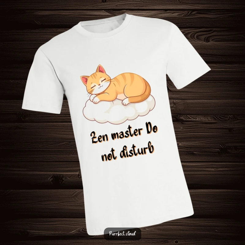 Funny t-shirt featuring a relaxed cat gracefully stretching on a soft cloud, symbolizing pure bliss and a laid-back attitude.