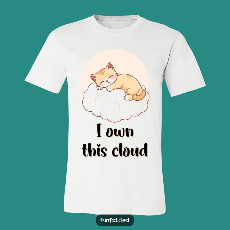 Funny Stretching Cat Cloud T-Shirt: Contented Feline Bliss, Cozy & Cute Gift