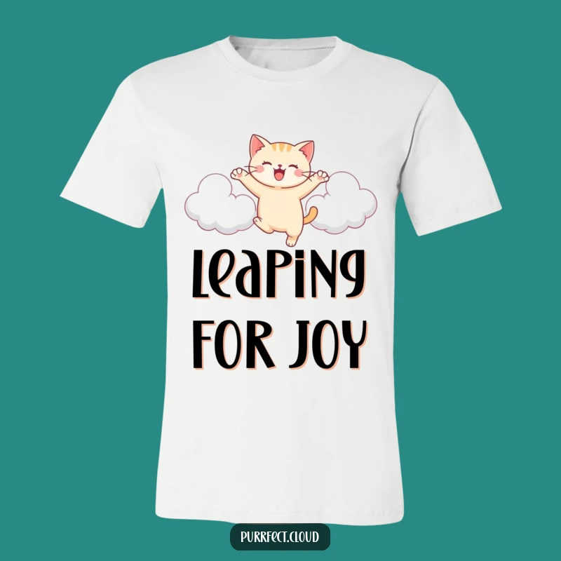 Funny Leaping Cat Cloud T-Shirt: Joyful Feline Fun, Energetic & Cute Gift