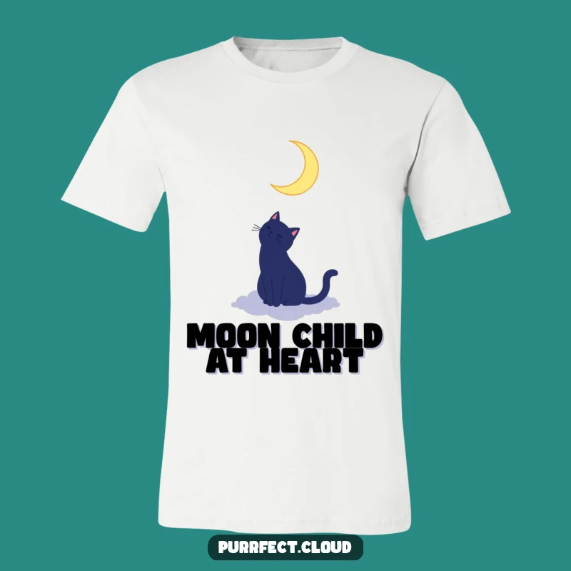 Funny Cat Moon T-Shirt - Silhouette Cloud Dreamer Tee