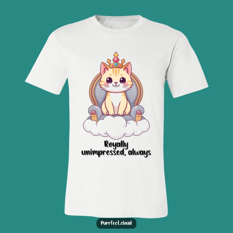 Funny Regal Cat Cloud Throne T-Shirt - Royal Feline Humor Apparel
