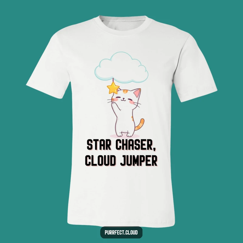 Funny Playful Cat Star Cloud T-Shirt: Mischievous Kitty Tee Gift