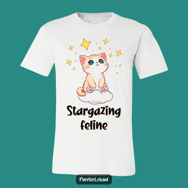 Funny Cat Star Gazing Tee - Amazed & Celestial Gift