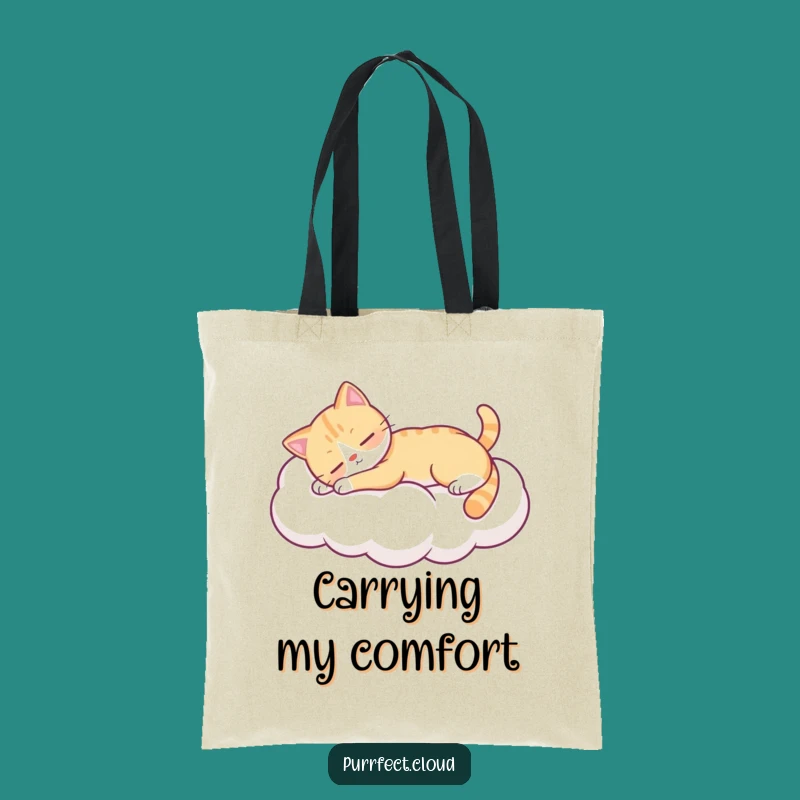 Funny Lazy Cat Tote Bag - Cloud Kitty Carrier - Perfect Gift for Relaxed Cat Lovers