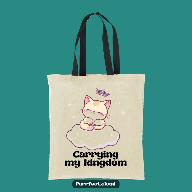 Funny Regal Cat Tote Bag - Sparkly Cloud Carryall