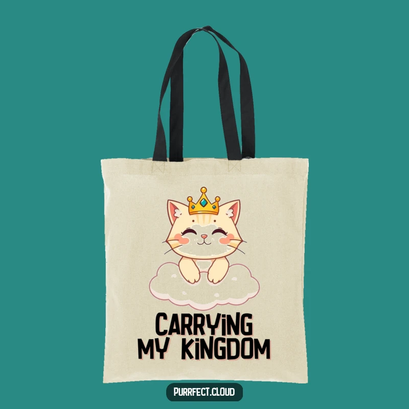 Funny Royal Cat Tote Bag - Carry Your Kingdom, Crowned Cat Gift