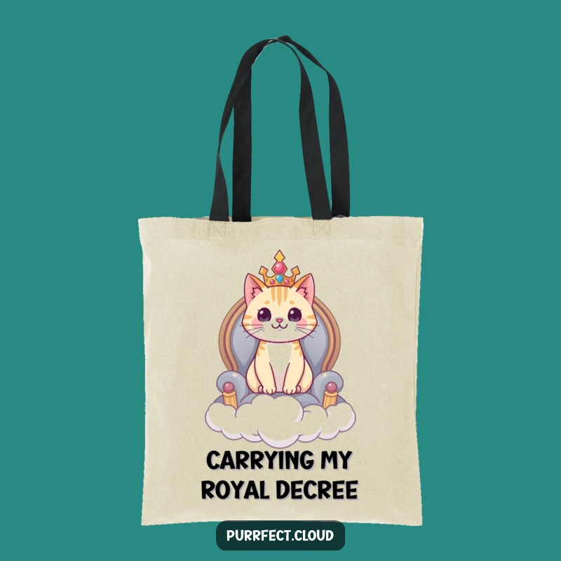 Funny Regal Cat Cloud Throne Tote Bag - Majestic Feline Accessory