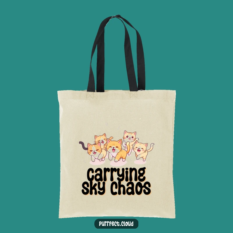 Funny Cat Sky Chase Tote Bag: Carry Your Essentials with Whimsical Feline Charm