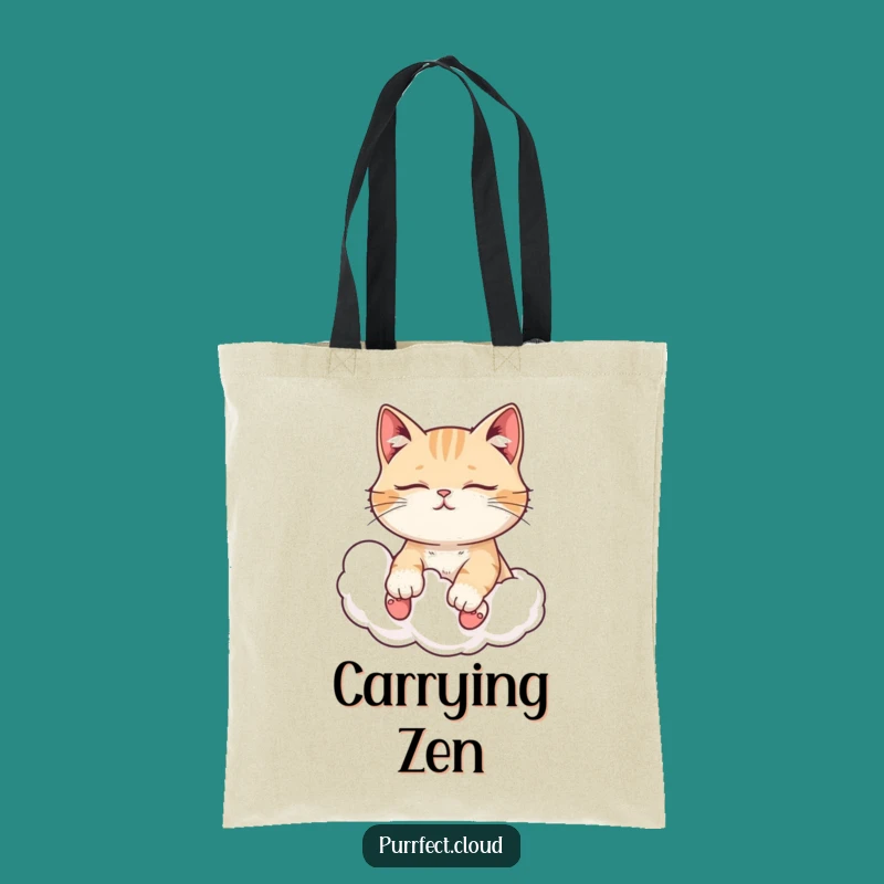 Funny Peaceful Cat Tote Bag - Cloud Rider Serenity Bag, Relaxing Gift!