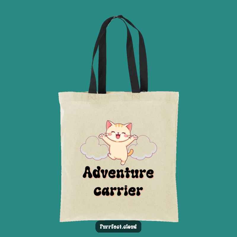 Funny Cat Cloud Tote Bag: Joyful Leaping Design, Stylish & Practical Gift