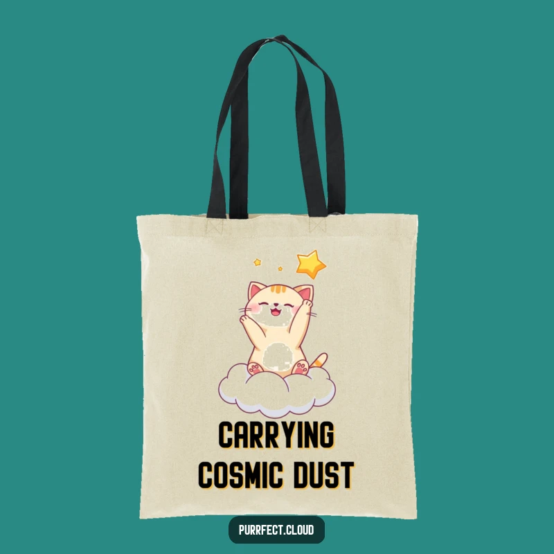 Funny Playful Cat Star Tote Bag: Carry Your Dreams with Cosmic Flair
