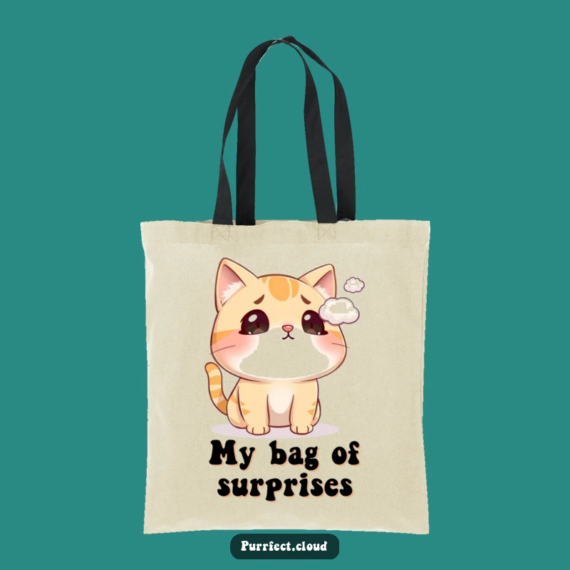 Funny Surprised Cat Cloud Tote Bag: Whimsical Feline Bag, Handy Funny Gift