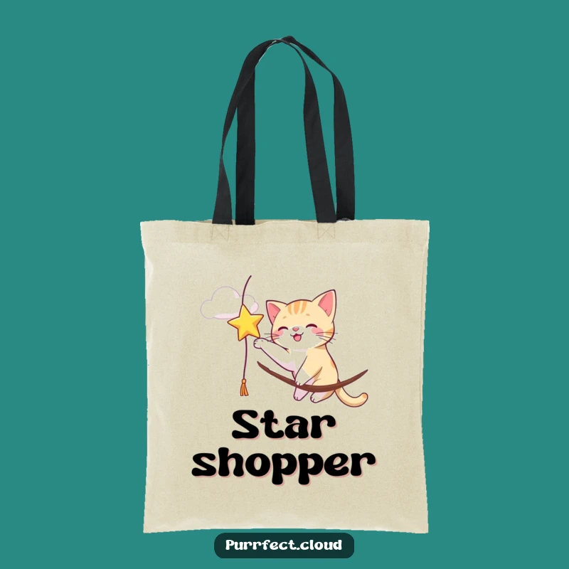 Funny Cat Star Batting Tote Bag: Carry Your Playfulness Everywhere